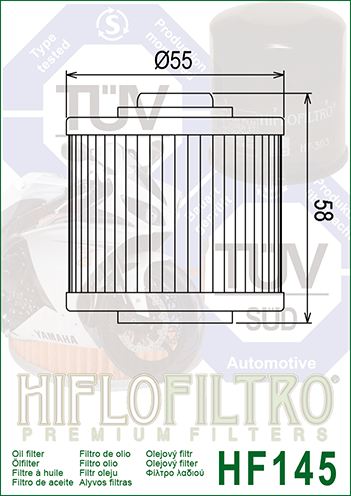 Filtre à huile Hiflofiltro HF142 Yamaha YFM350 R-T,V,W,X,Y,Z,A,B,D Raptor 05-13 