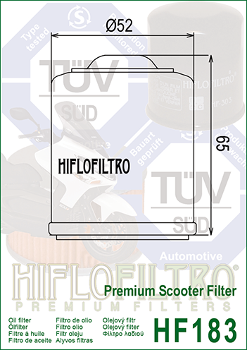 FILTRO dell'olio HIFLO SCOOTER hf183 PIAGGIO x8 125 m36301 anno 2005 