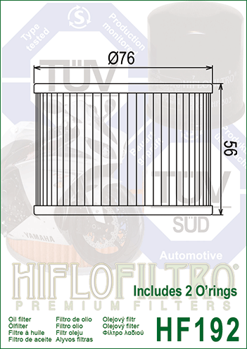 HF192 for Triumph Motorcycles oil filter