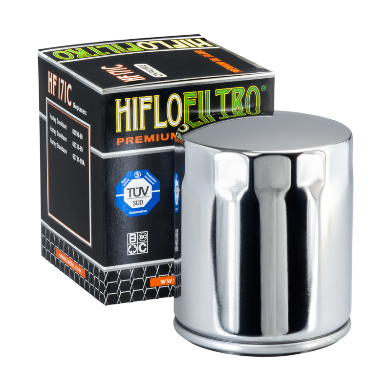 Long HF170B Hi Flo Oil Filters for V-Twin Black